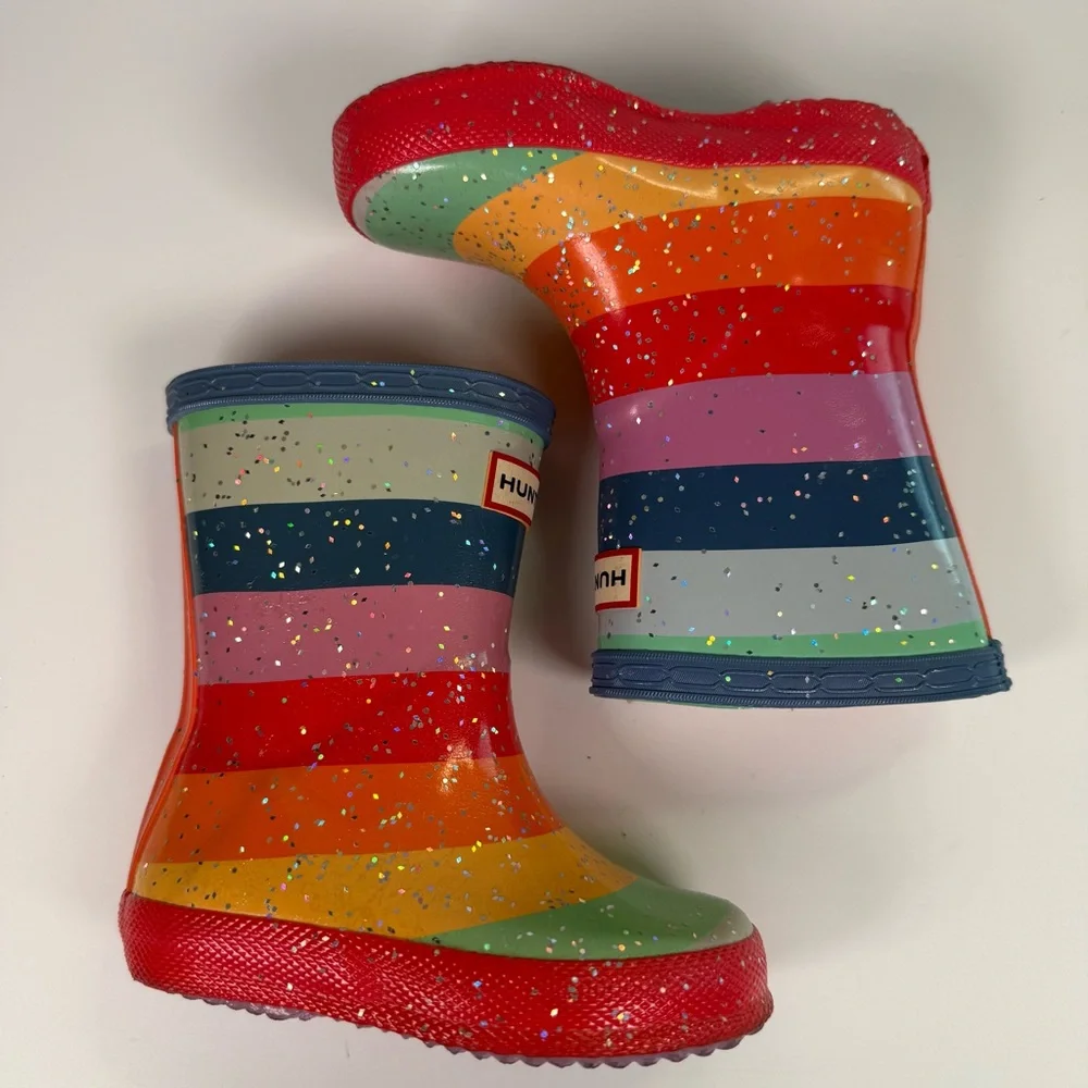 Hunter Kids Rainbow Glitter Rain Boots - Picture 9 of 13
